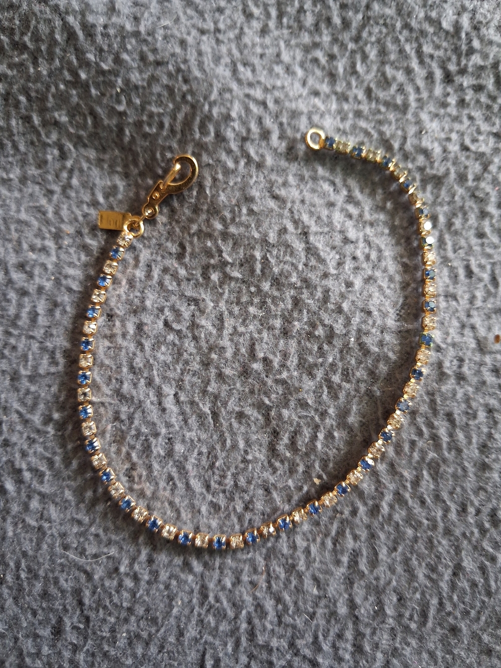 Gold-Tone Blue & Clear Tennis Bracelet